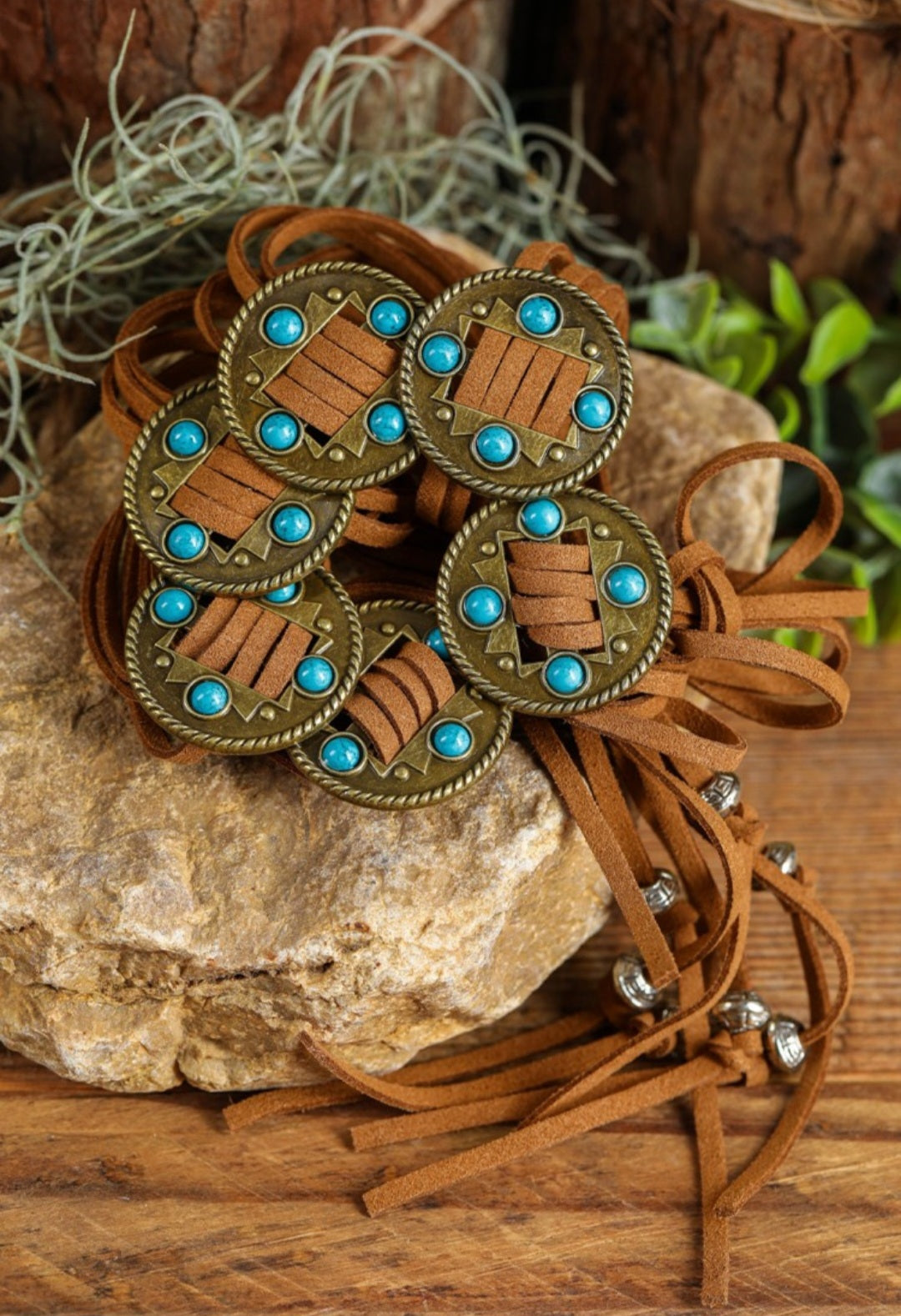 Chestnut Turquoise Layered Tassle Belt