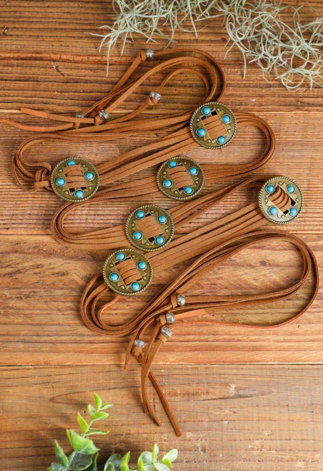 Chestnut Turquoise Layered Tassle Belt